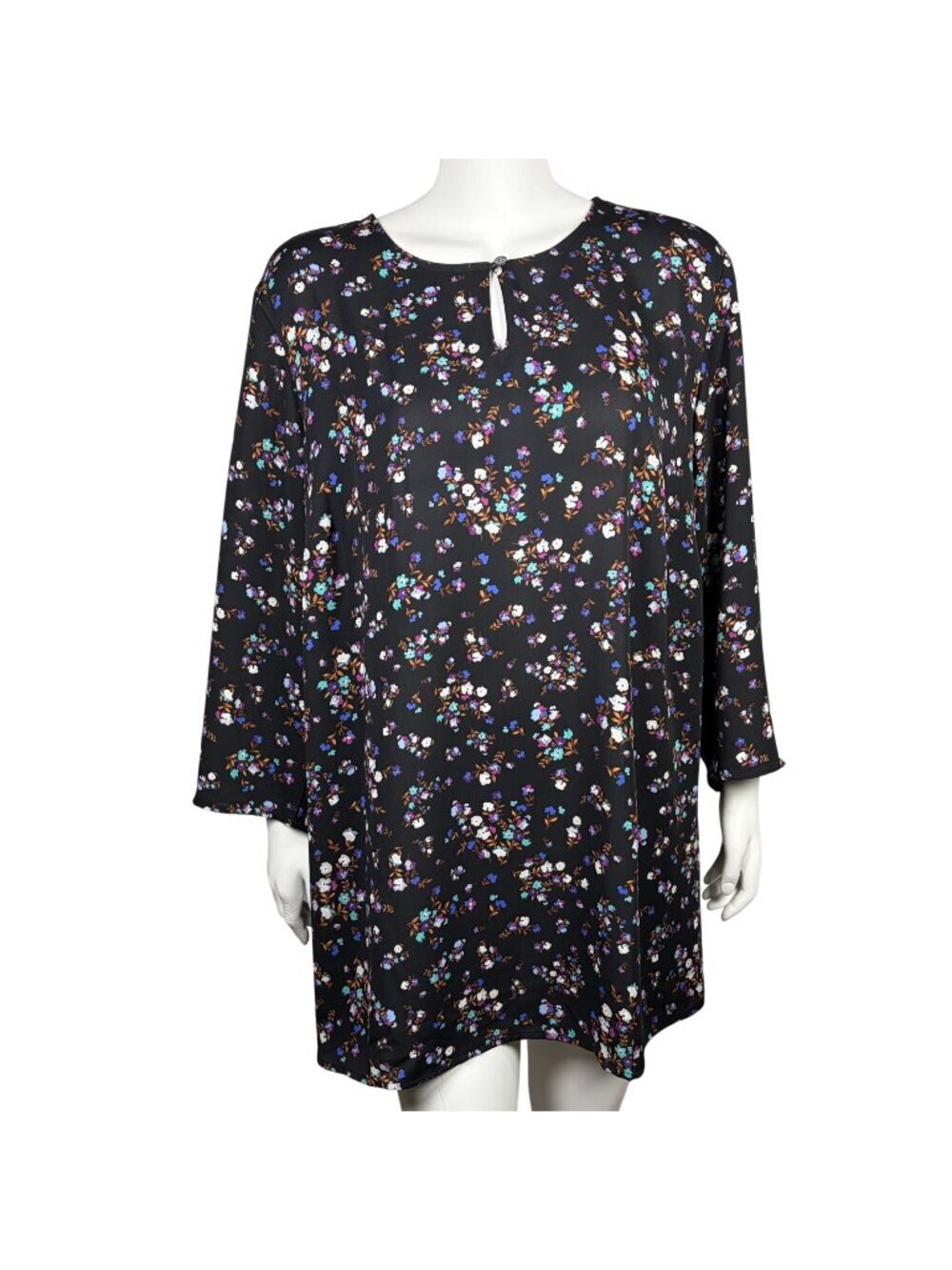 J. Jill Wearever Collection Tunic Shirt Top Size 2X Floral 3/4 Sleeves Casual